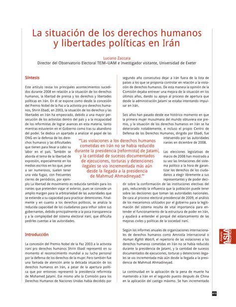 Pdf La Situación De Los Derechos Humanos Y Libertades Políticas En Irán