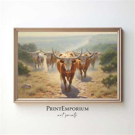 Longhorn Cow Painting Cow Art Print Western Wall Decor - Etsy