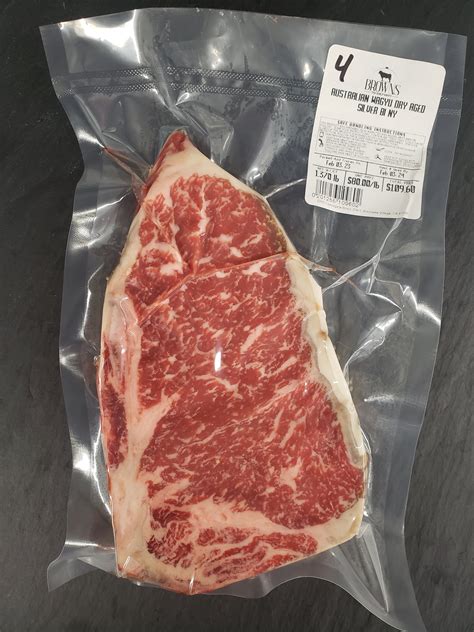 Australian Wagyu Silver Dry Aged Bi Ny Steak 4 Browns Top Shelf Meats