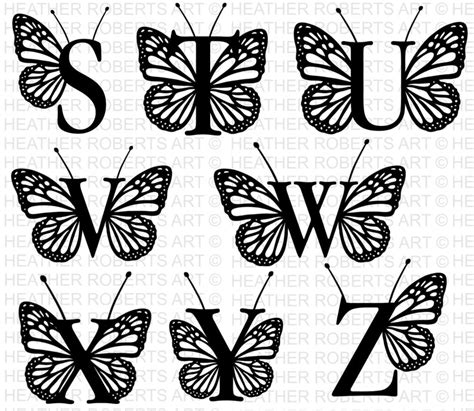 Butterfly Monogram Alphabet SVG PNG Monogram Frame Alphabet - Etsy