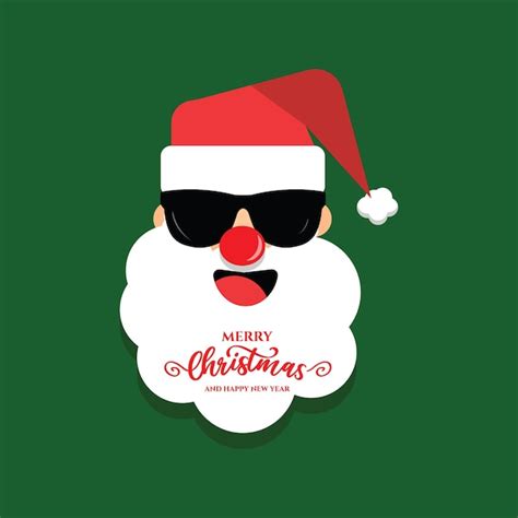 Retrato De Pap Noel Con Gafas Negras Vector Premium