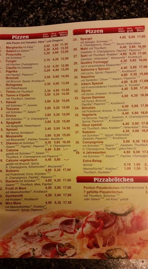 Speisekarte Von PIZZA HAUS Ickern Castrop Rauxel