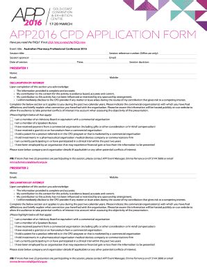 Fillable Online APP2016 CPD APPLICATION FORM Fax Email Print PdfFiller