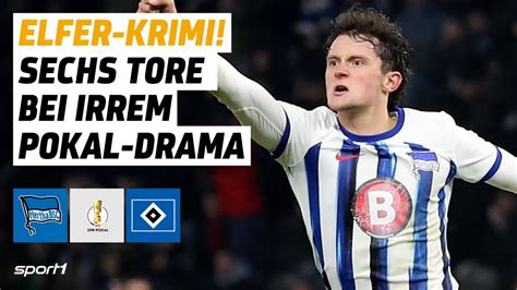 Hertha Bsc Hamburger Sv Dfb Pokal Achtelfinale Tore Und Highlights