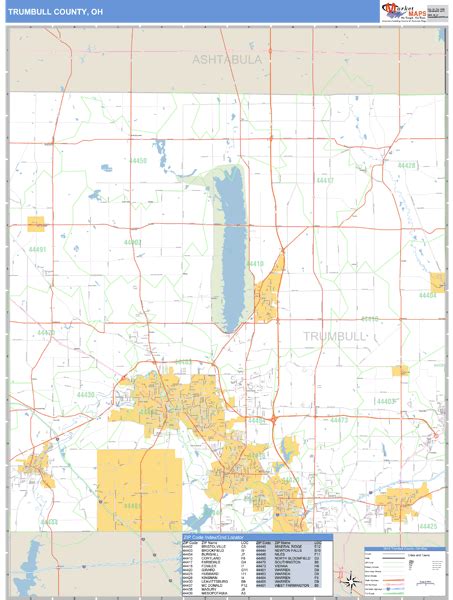 Trumbull County, Ohio Zip Code Wall Map | Maps.com.com