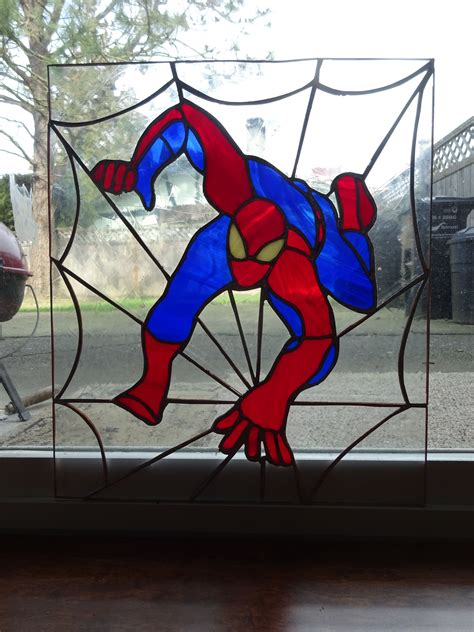 Spiderman Stained Glass Disney Stained Glass Stained Glass Quilt Stained Glass Art