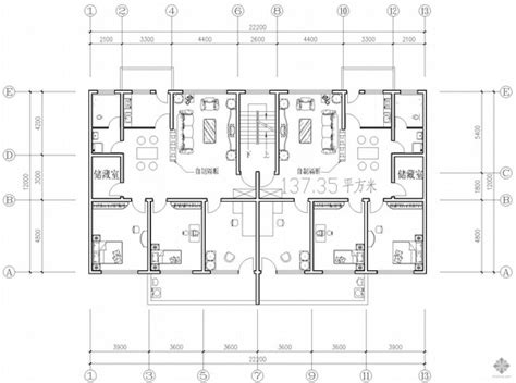 板式多层一梯二户户型图137137 建筑户型图 筑龙建筑设计论坛