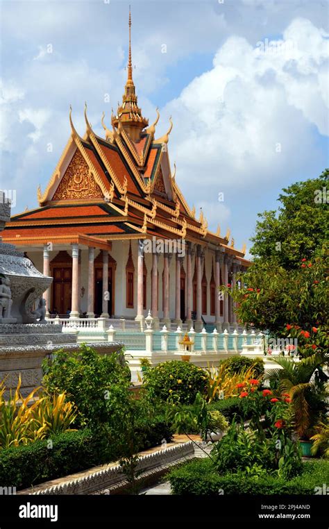 Cambodia Phnom Penh View Of The Silver Pagoda From The Adjoining