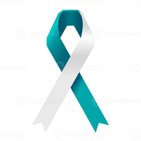 teal and white ribbon for cervical cancer 16587527 PNG