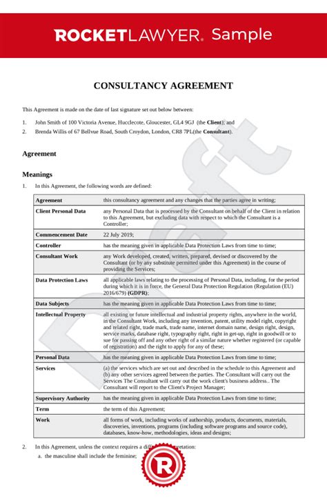 Free Consultancy Agreement Template And Faqs Rocket Lawyer Uk