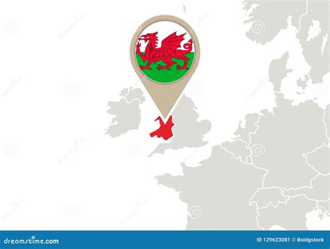 Wales on Europe map stock vector. Illustration of cartography - 129623081