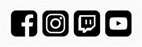 Hd Black Facebook Instagram Twitch Youtube Square Icons Png