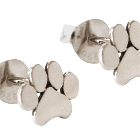 Silver Paw Stud Earrings Kattbutiken