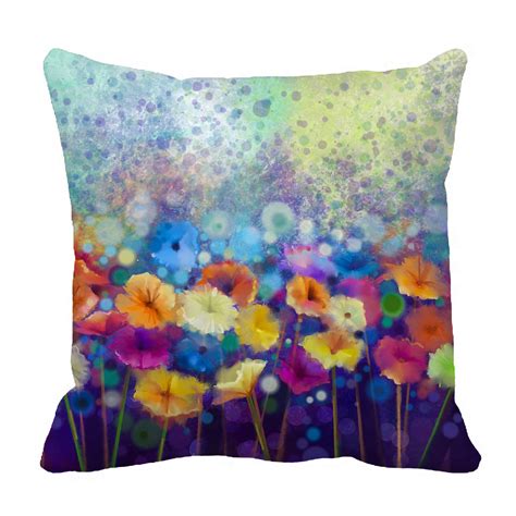 Ykcg Watercolor Purple Flowers Romantic Poppies Pillowcase Pillow Cushion Case Cover Twin Sides