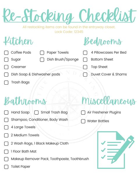 1 Page Airbnb Re Stocking Checklist Template Editable Turnover Tool