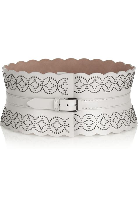 Lyst Alaïa Studded Leather Waist Belt In White