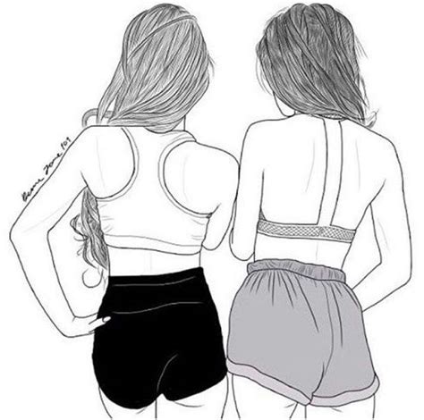 Best Friend Draw Drawing Girls Outline Drawings Of Friends Best