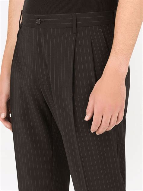 Dolce And Gabbana Pinstripe Tailored Wool Blend Trousers Farfetch