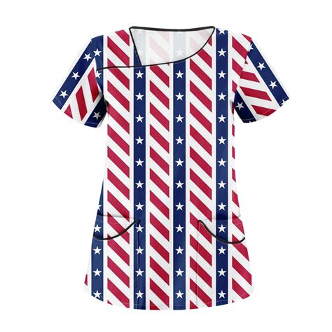 Uocefik Scrubs For Women Tops Sexy Th Of July Short Sleeve