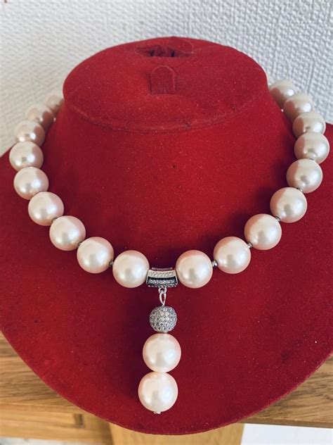 14mm Ivory Colour Pearl Necklace And Earring Set Etsy Pearl