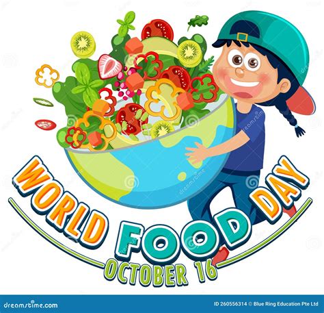 World Food Day Text With Food Elements Stock Vector Illustration Of