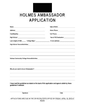 Fillable Online Holmescc Holmes Ambassador Holmescc Fax Email Print