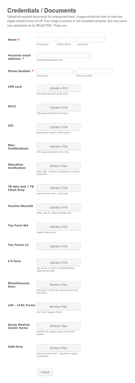 credentials form template jotform