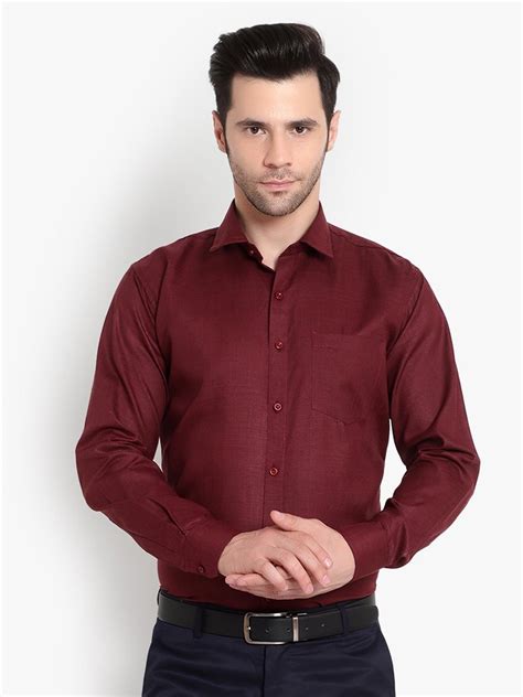 Plain Men Maroon Polyester Formal Shirt Full Sleeves At ₹ 175 In Bhilwara