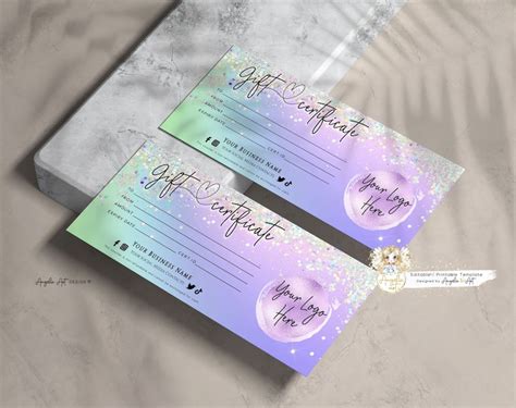 Elf Holographic Glitter Gift Certificate Template Editable Etsy