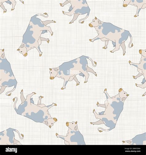 Seamless French Farmhouse Cow Pattern Farmhouse Linen Shabby Chic