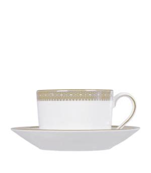 Wedgwood White Vera Wang Lace Gold Teacup And Saucer Harrods Uk