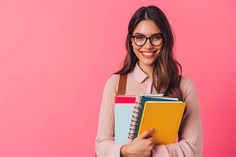 Premium Photo A Smiling Female Business Woman Holding Documents