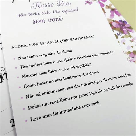 Cartão Obrigado pela Presença Casamento Floral Lilás 101Y