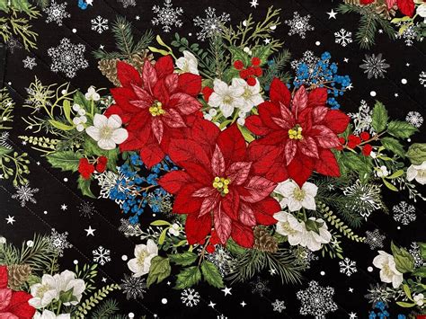 Handmade Holiday Placemats, Christmas Floral Placemats, Pointsettia ...