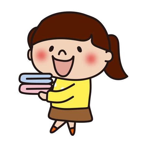 食器を拭くお手伝いをする子供（男の子）の無料フリーイラスト かわいい手描きの無料素材「てがきっず」保育園・小学校・介護施設にぴったりの