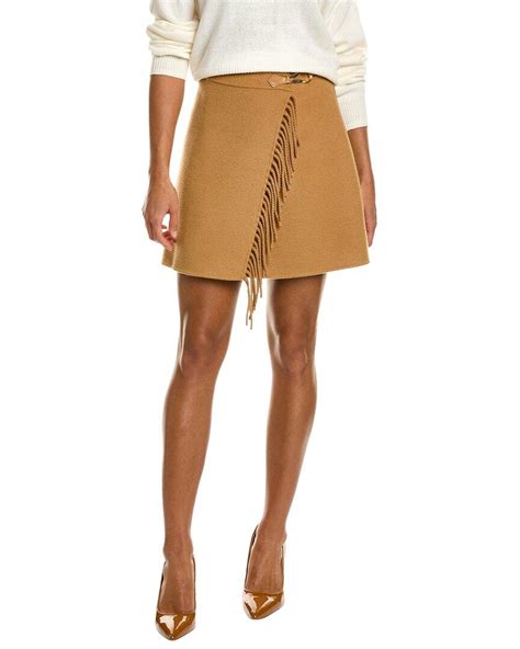 Sandro Fringe Wool Blend Mini Skirt In Natural Lyst