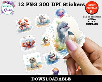 Sea Life Stickers Part 1 by Jaded Orchid Studio | TPT