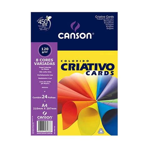 Papel Criativo Color Set A4 120g 8 Cores C 24 Fls Canson Criativo Cards