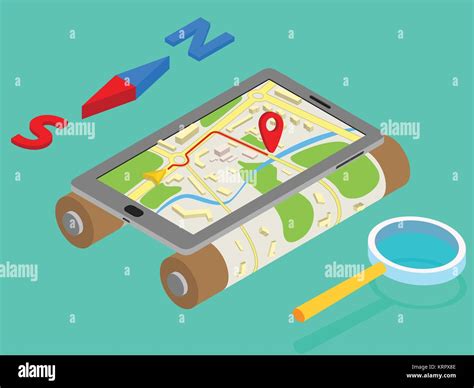 Flat 3d Isometric Mobile Gps Navigation Maps Infographic Concept Vector