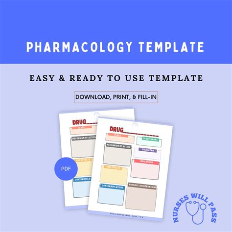 Pharmacology Drug Template 10 Pages Nursing Note Digital Download Only The Ultimate Template