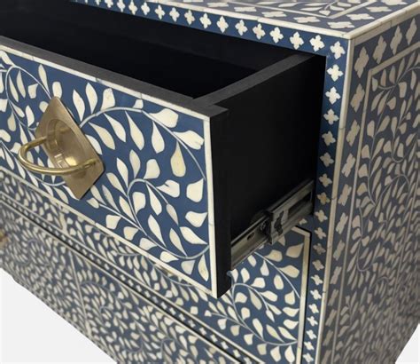 Buy Cleo Bone Inlay Chest Of Drawers Teal Blue At Off Online