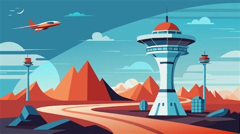 The spaceports towering control tower looms over the futuristic ...