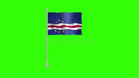 Flag Of Cape Verde Pole Flag Of Cape Verde On Green Screen Chroma Key