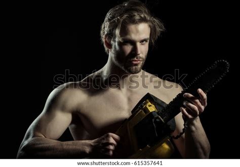 Sexy Man Electrical Saw Naked Man Stock Photo 615357641 Shutterstock