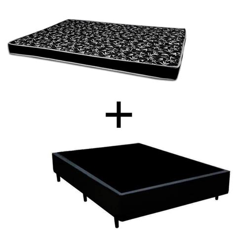 Cama Box Casal 138 Tecido Sintético Preto Colchão Hamburgo Bello