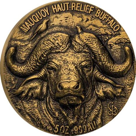 Water Buffalo Big Five Mauquoy 5 Oz Gold Coin 10000 Francs Ivory Coast 2020