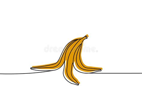 Banana Peel One Line Colored Continuous Drawing. Peel of Banana Continuous One Line Colorful ...