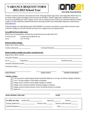 Fillable Online Variance Request Form School Year Fax Email