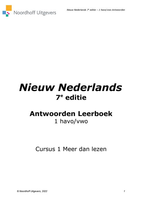 Nn7 1hv Antwoorden Cursus 1 Nieuw Nederlands 7 E Editie Antwoorden