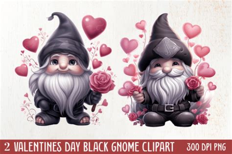 Black Gnome Valentines Day Clipart Graphic By Craftart · Creative Fabrica